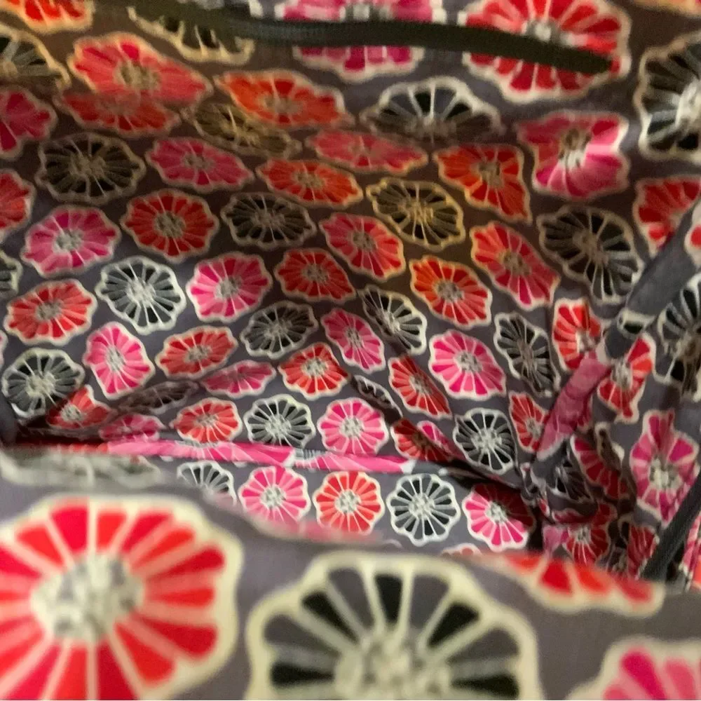 VERA BRADLEY Quilted Floral Backpack, Red/Black/Pink, 13”w x 16”h x 8”d